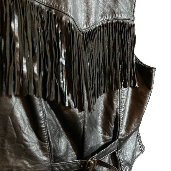 Drospo Inc. Leather Vest with Fringe~ Black - Picture 4 of 6